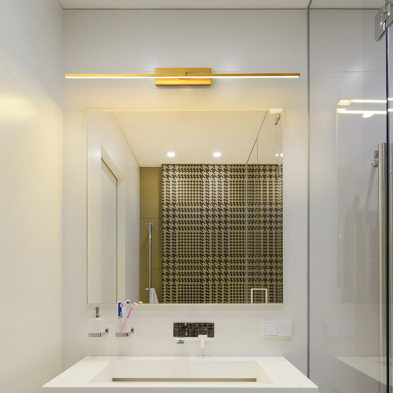 Hardwired modern linear LED wall light for bedroom with adjustable color.