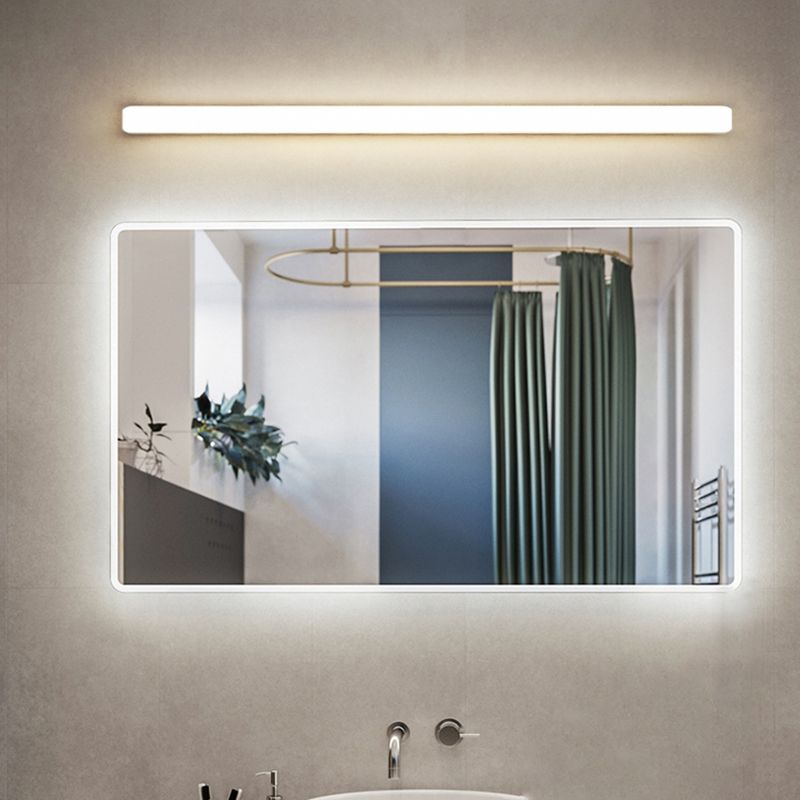 Contemporary damp-rated LED wall light for bathroom mirrors, perfect vanity illumination.