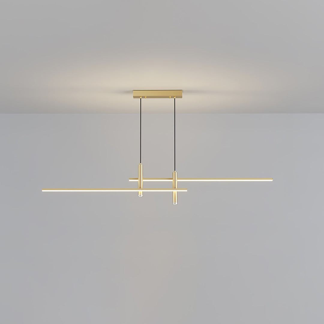 Contemporary linear pendant light fixture, a modern focal point for dining rooms.
