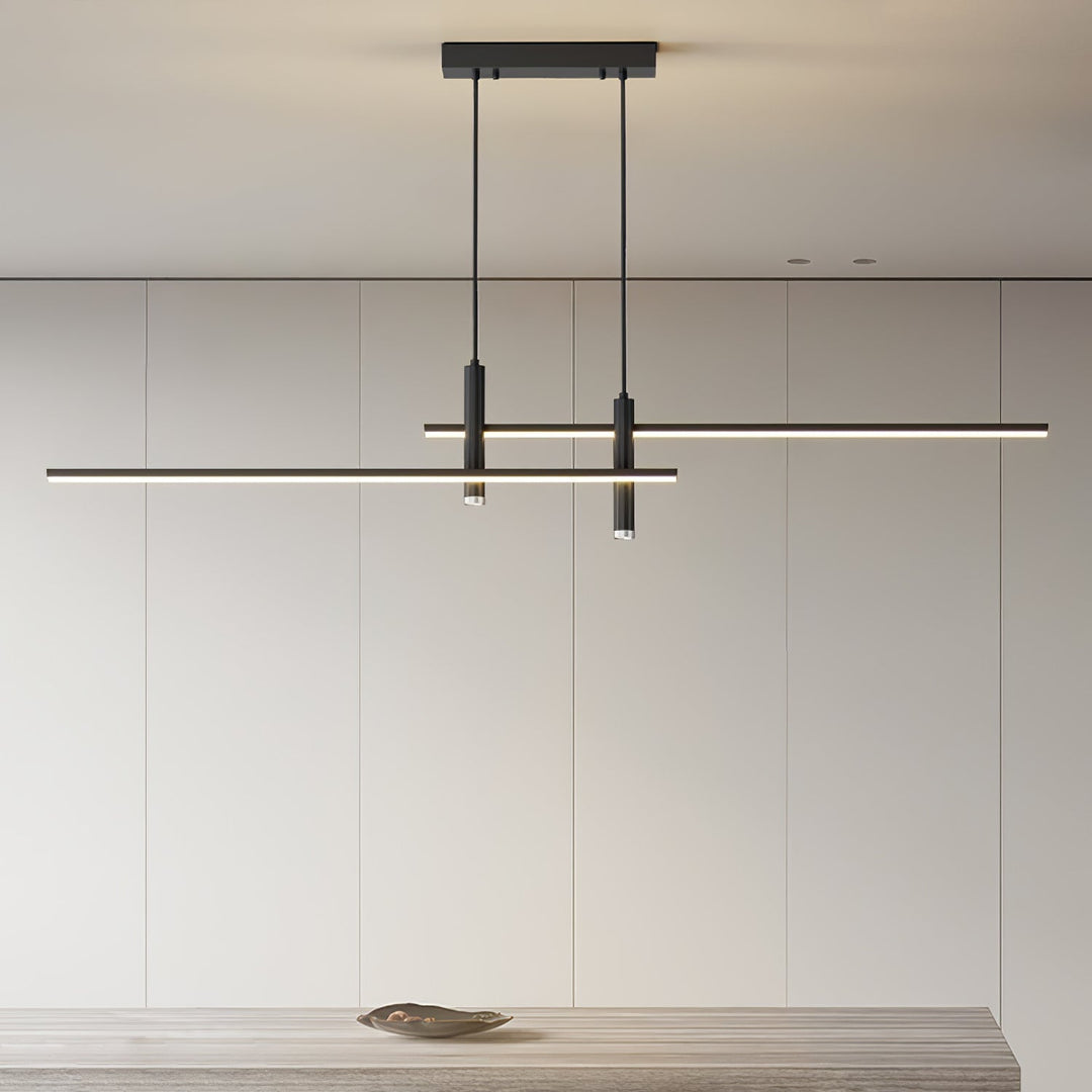 Modern contemporary linear pendant light, bright illumination for kitchens.