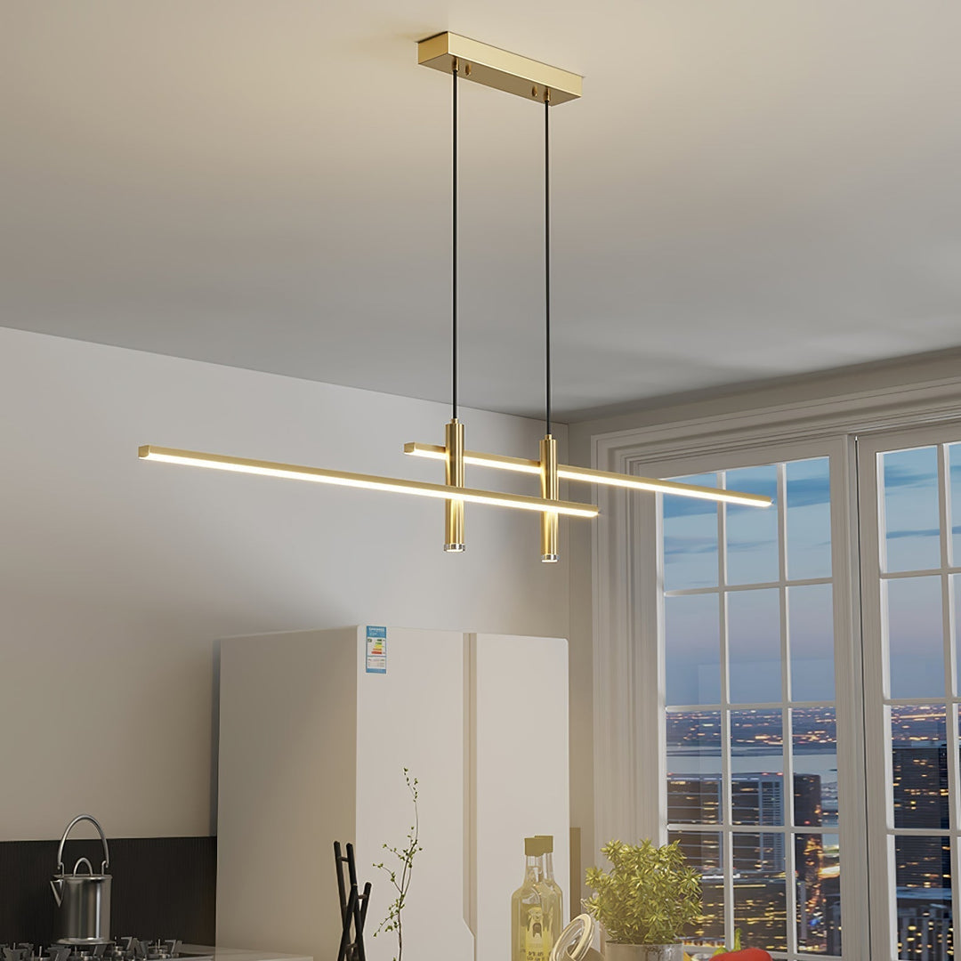 Adjustable LED linear pendant light, modern lighting for kitchen & dining.