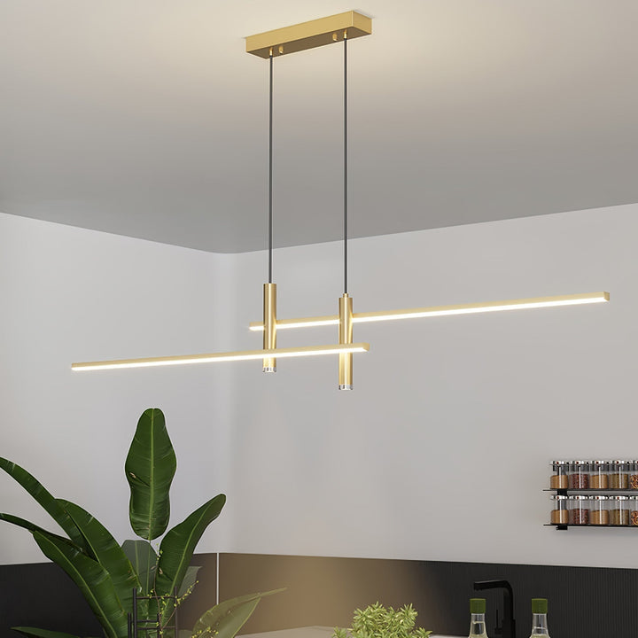 Elegant linear pendant light, modern LED ceiling light for kitchen islands.