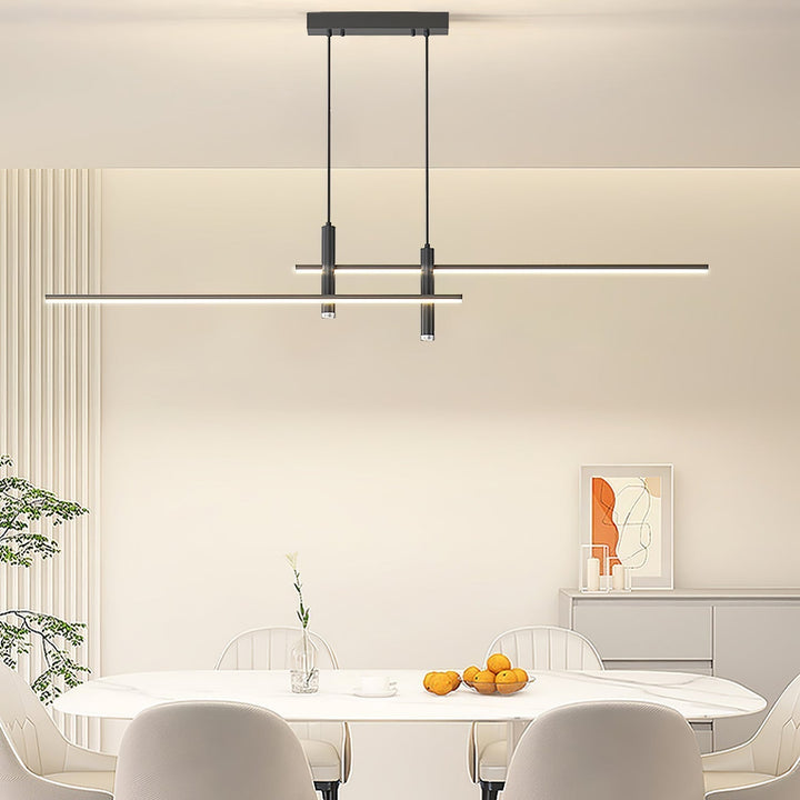 Modern LED linear pendant light, perfect for illuminating kitchen countertops.