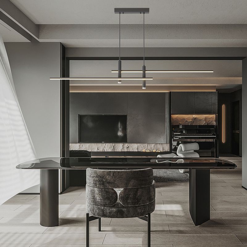 Adjustable modern linear pendant light, elegant ceiling light for kitchens.