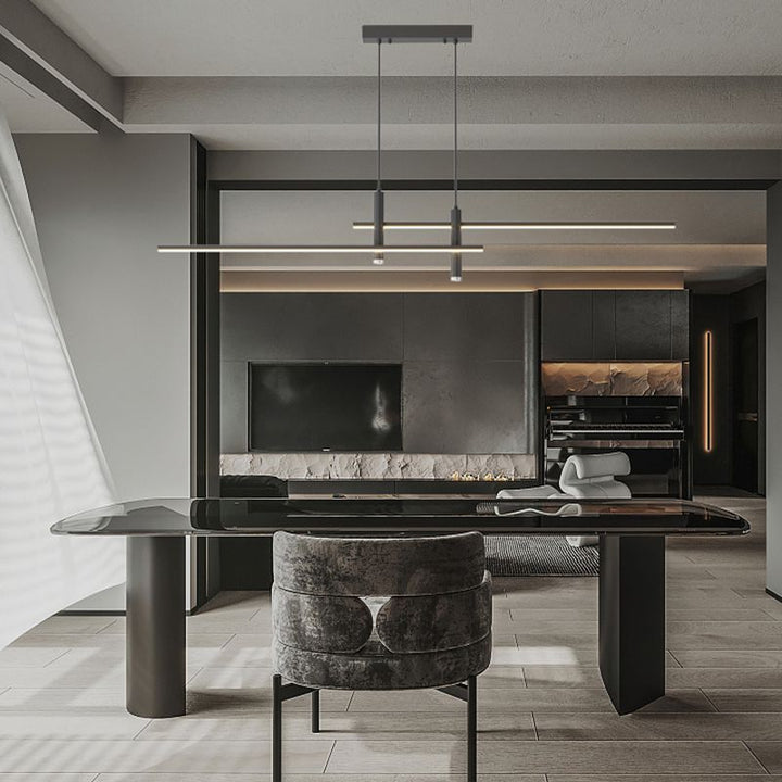 Adjustable modern linear pendant light, elegant ceiling light for kitchens.