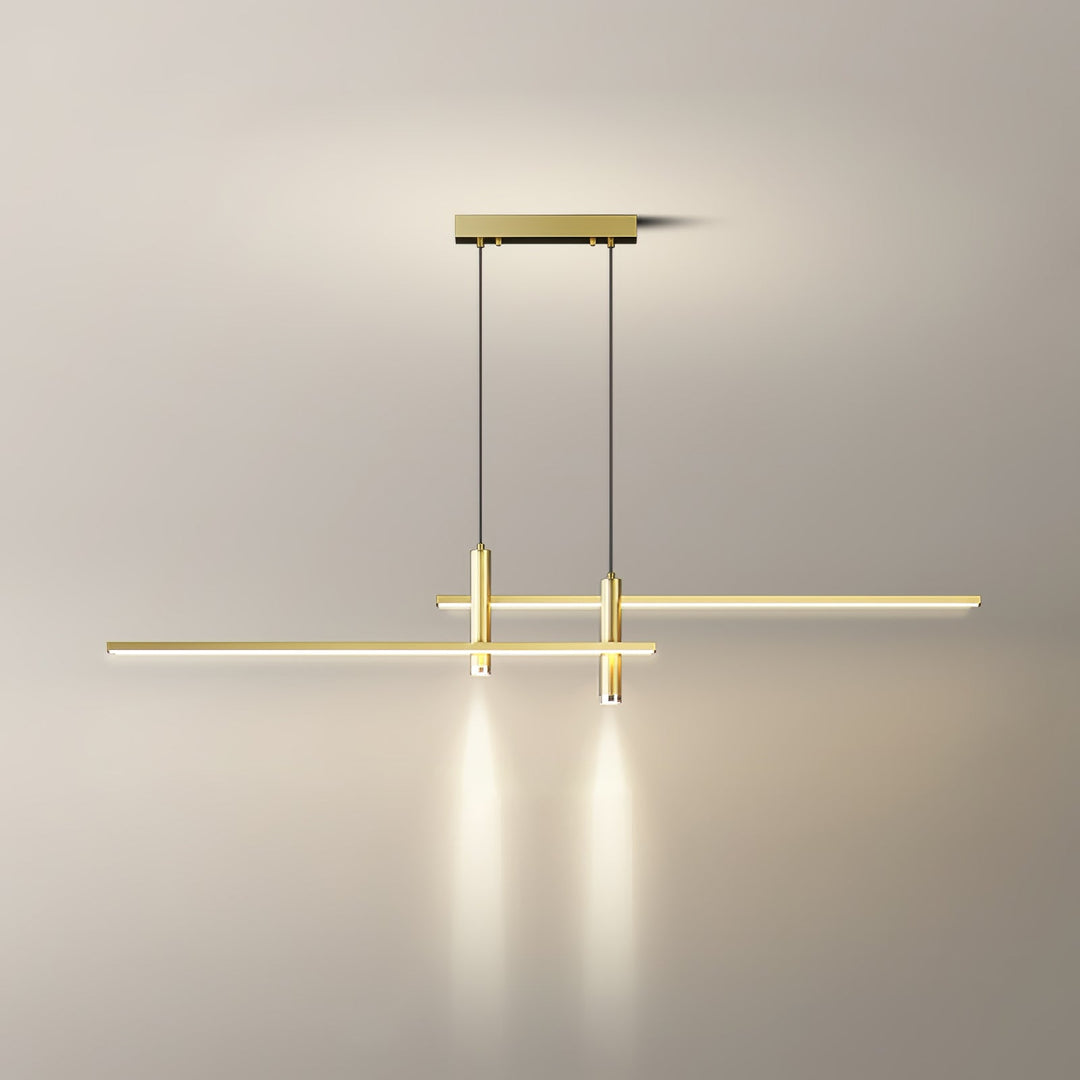 Stylish modern linear pendant, adjustable height for kitchen & dining.