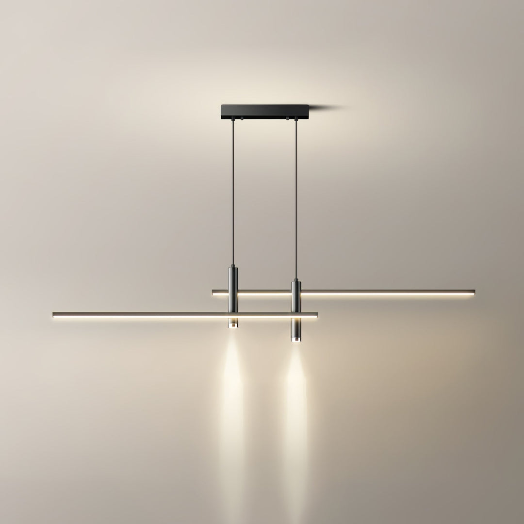Energy-efficient LED linear pendant light, contemporary ceiling fixture.