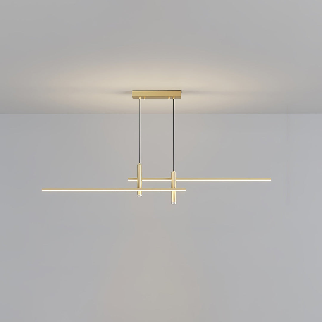 Modern linear pendant light with dimmable LEDs, ideal for kitchen ambiance.