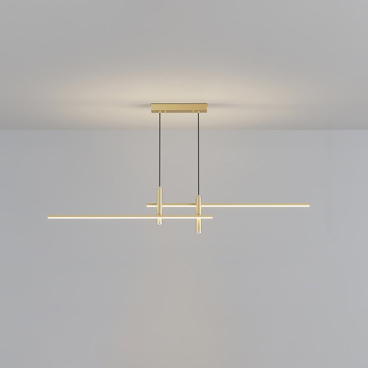 Modern linear pendant light with dimmable LEDs, ideal for kitchen ambiance.
