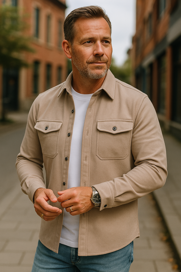 Versatile casual shirt for men, showcasing a contemporary and clean design.