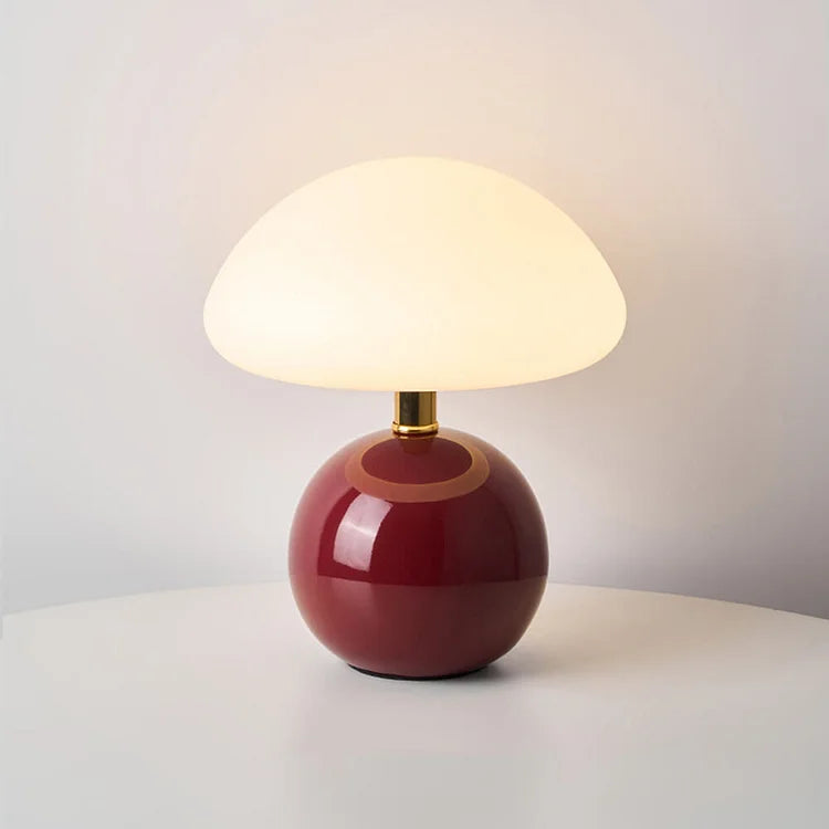 Decorative modern mushroom table lamp, LED, with multiple adjustable light colors for various moods.