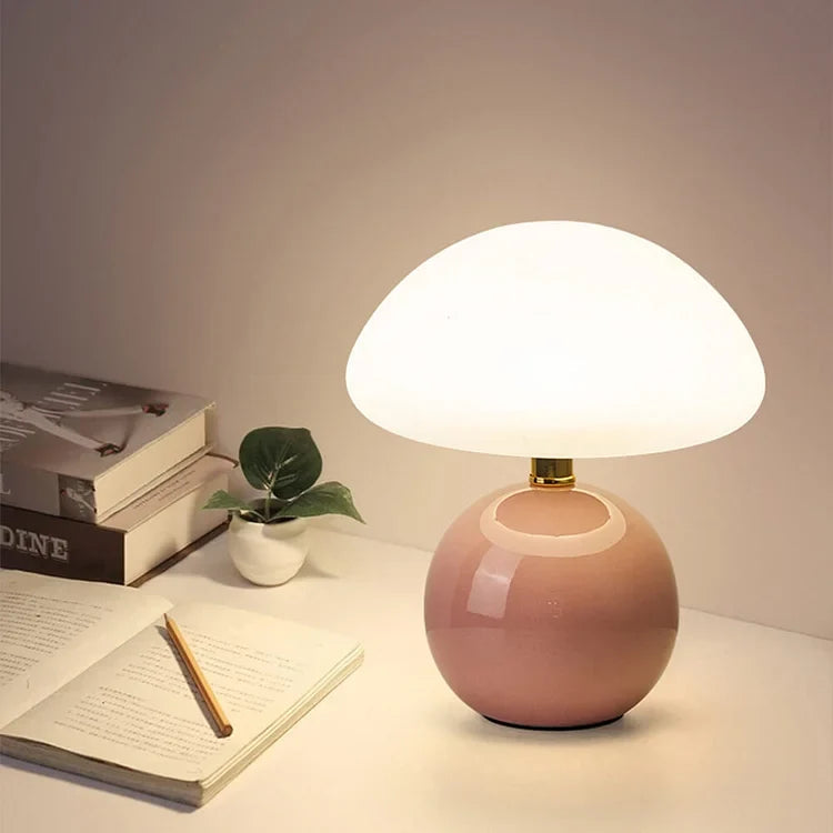 Ceramic modern mushroom lamp, LED lighting, a decorative piece for any room, adjustable light colors.
