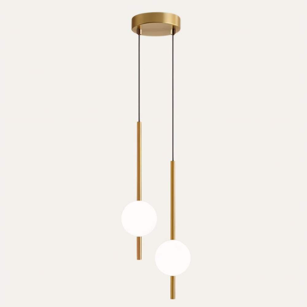 Modern Nordic LED pendant light, black finish with brass accents, perfect for stylish home illumination.
