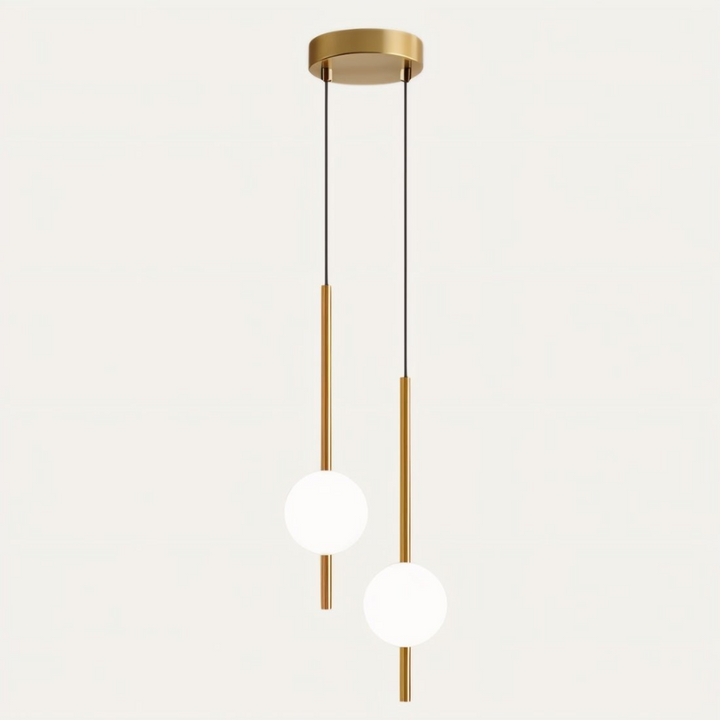 Designer LED ceiling lamp, modern Nordic style in black & brass, enhances contemporary interior decor.