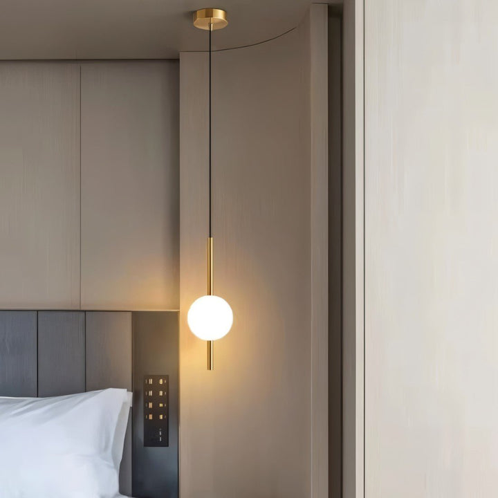 Elegant modern Nordic LED pendant light in black with brass detail, ideal for contemporary interior design.