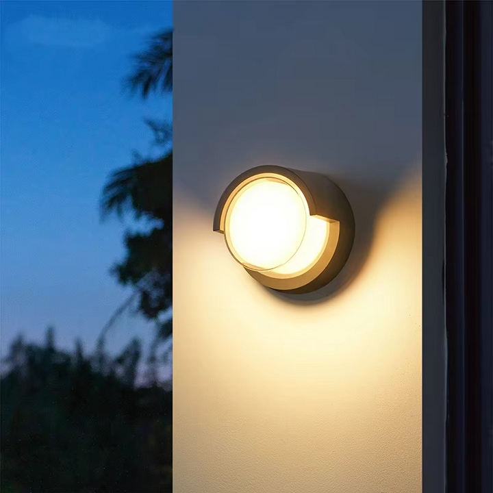 Weatherproof LED modern outdoor wall lamp. Aluminum construction, motion sensor for patio & garden security.
