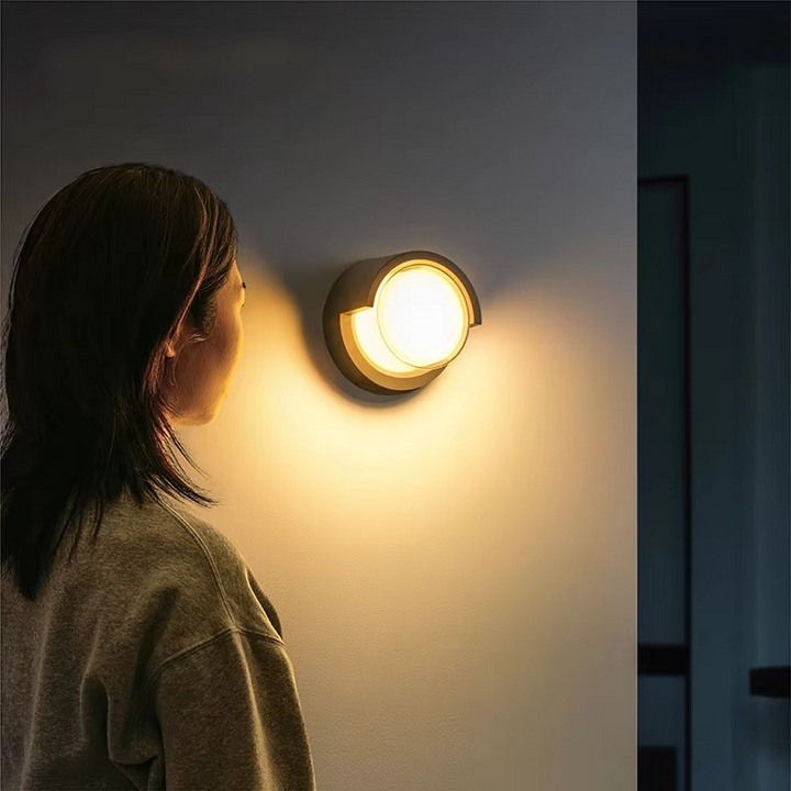 Contemporary aluminum outdoor wall lamp. LED motion sensor, ideal modern light for garden & patio.