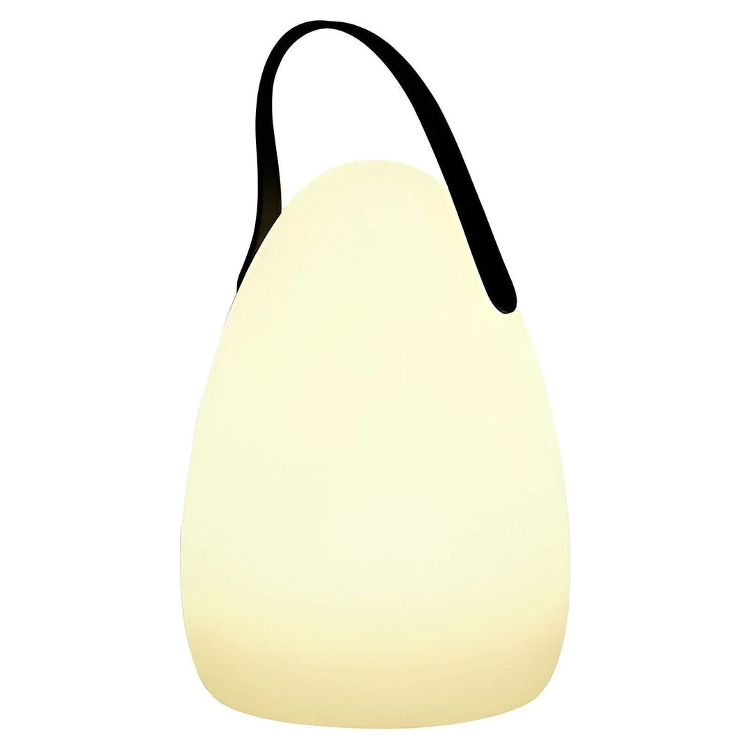 Modern portable cordless light with remote for versatile indoor/outdoor ambient illumination.