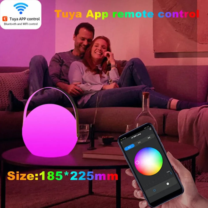 Waterproof rechargeable LED lamp for patio, garden, or deck with convenient remote control.