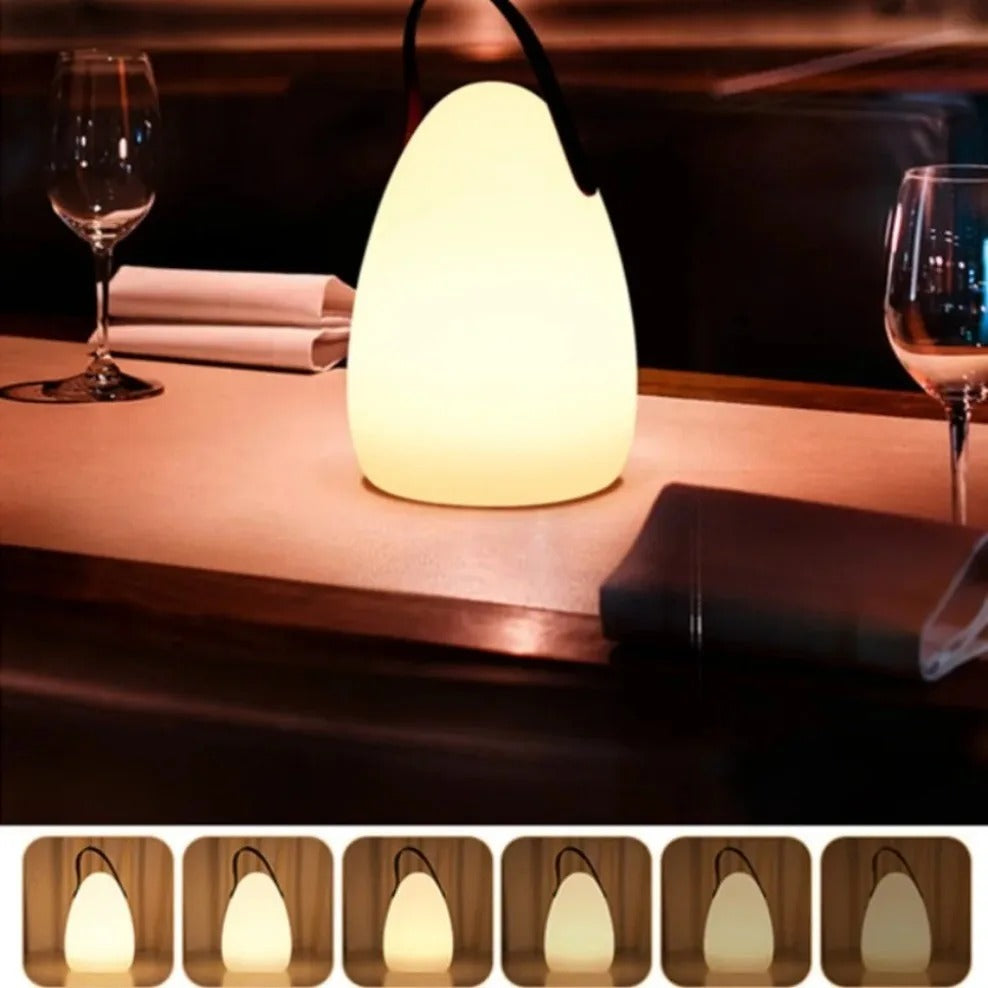 Sleek cordless ambient light, remote-controlled and waterproof for versatile indoor/outdoor use.