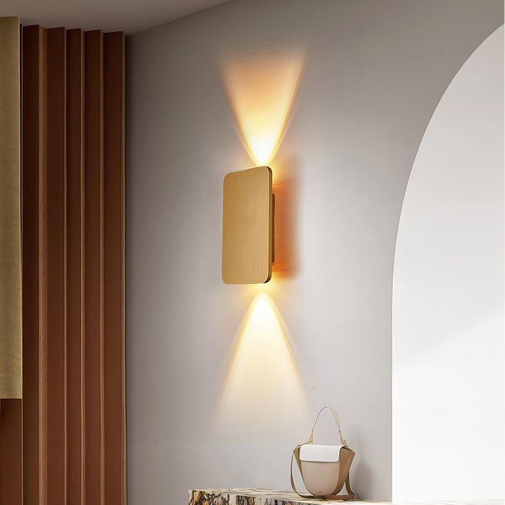 Up-down rectangular LED wall lamp, modern and energy-efficient for contemporary homes.