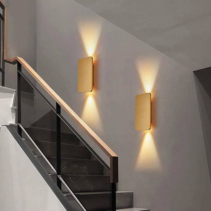 Energy-saving rectangular LED wall fixture, sleek design for hallways & bedrooms.