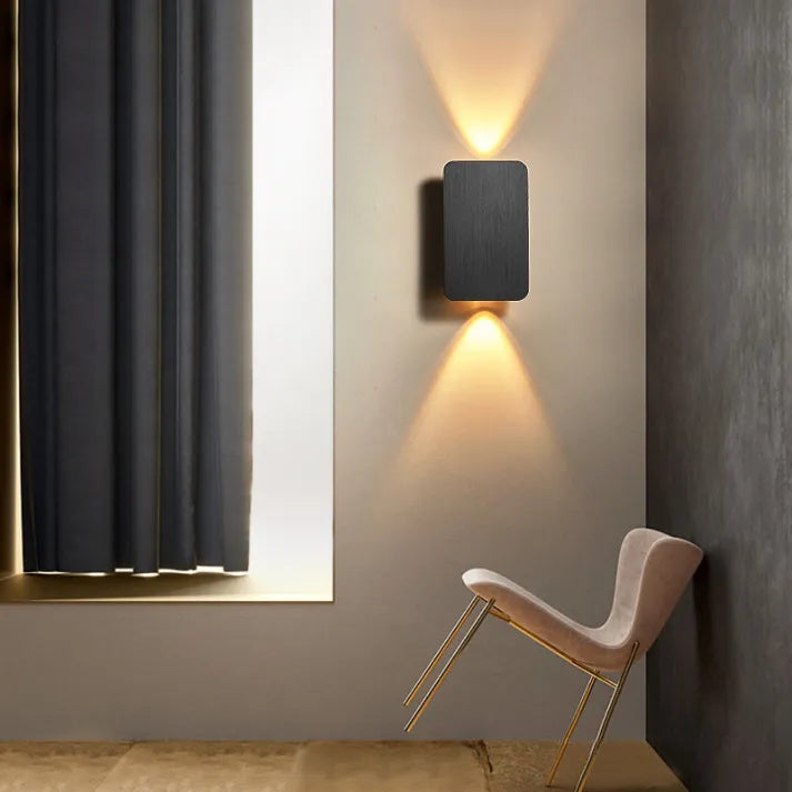 Rectangular white LED wall lamp, ideal for modern living room or office lighting.