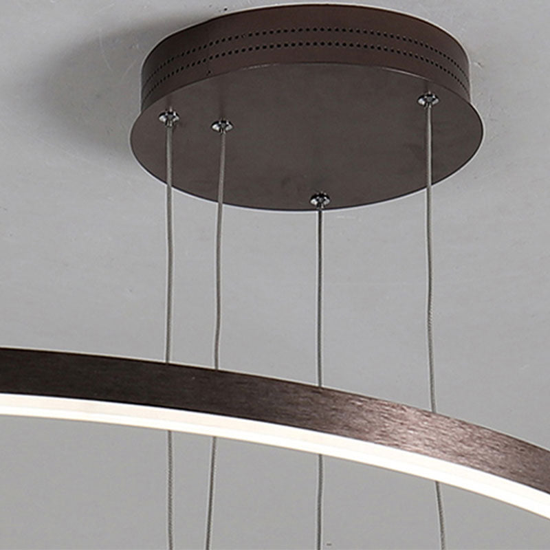 Circular modern LED pendant light, great for contemporary offices.