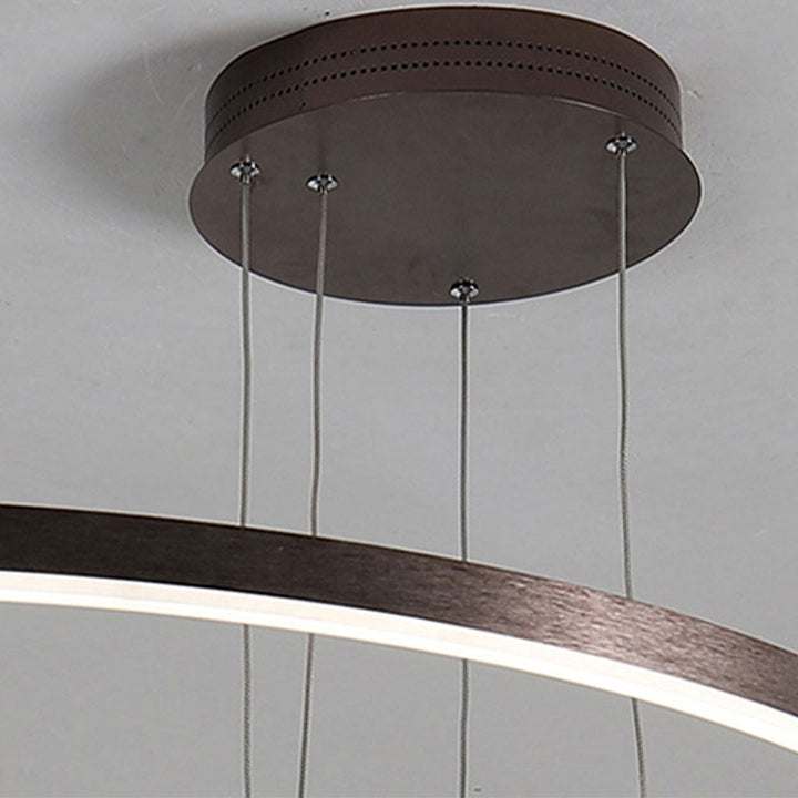 Circular modern LED pendant light, great for contemporary offices.