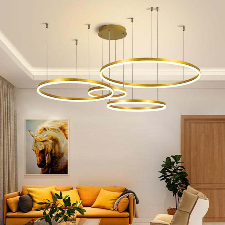 Elegant modern LED pendant with a unique ring design.