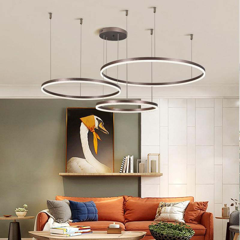 Sleek LED ring ceiling light, perfect for modern dining room decor.