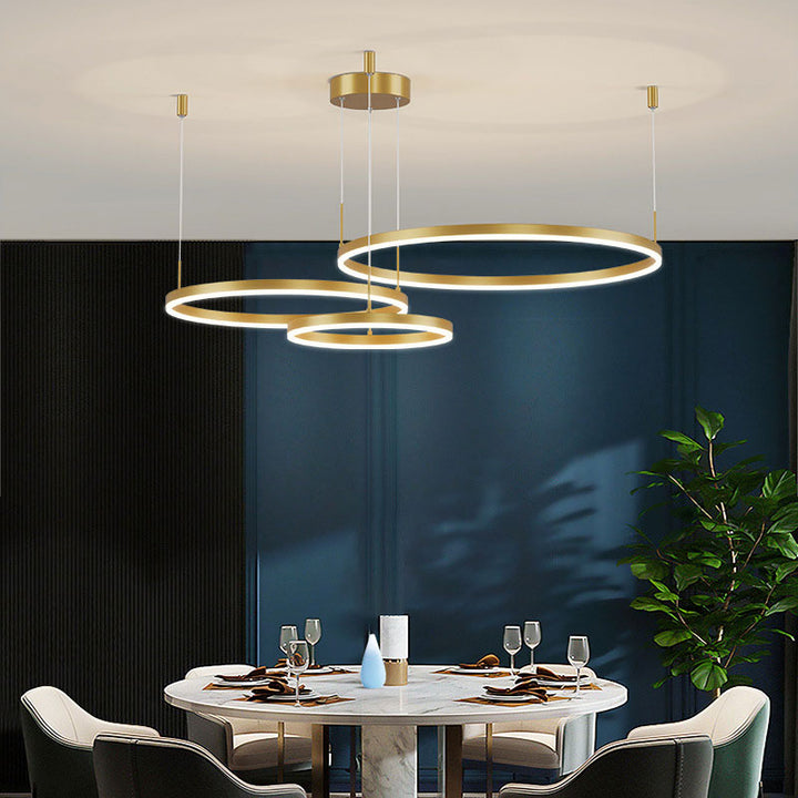 Contemporary LED ring light for sophisticated home decor.