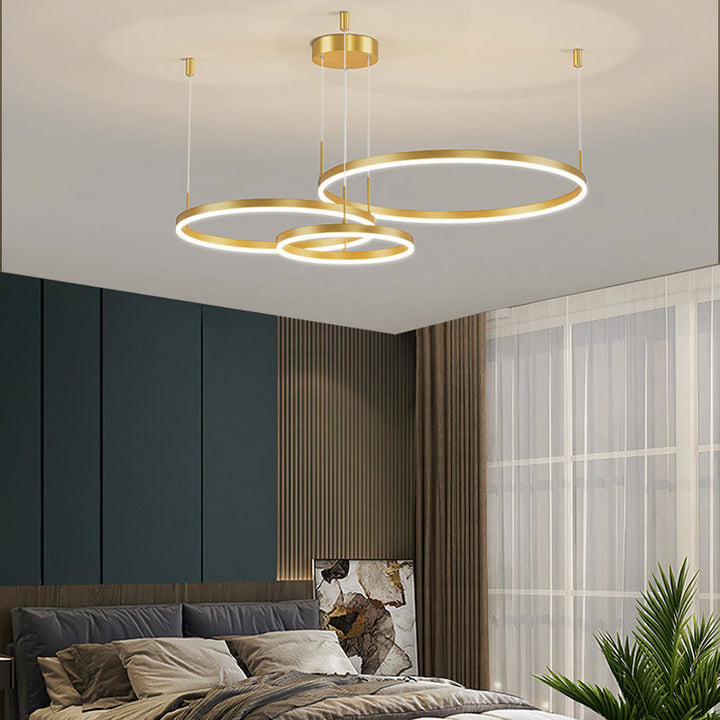 Sleek LED ring ceiling lamp, perfect for dining area illumination.