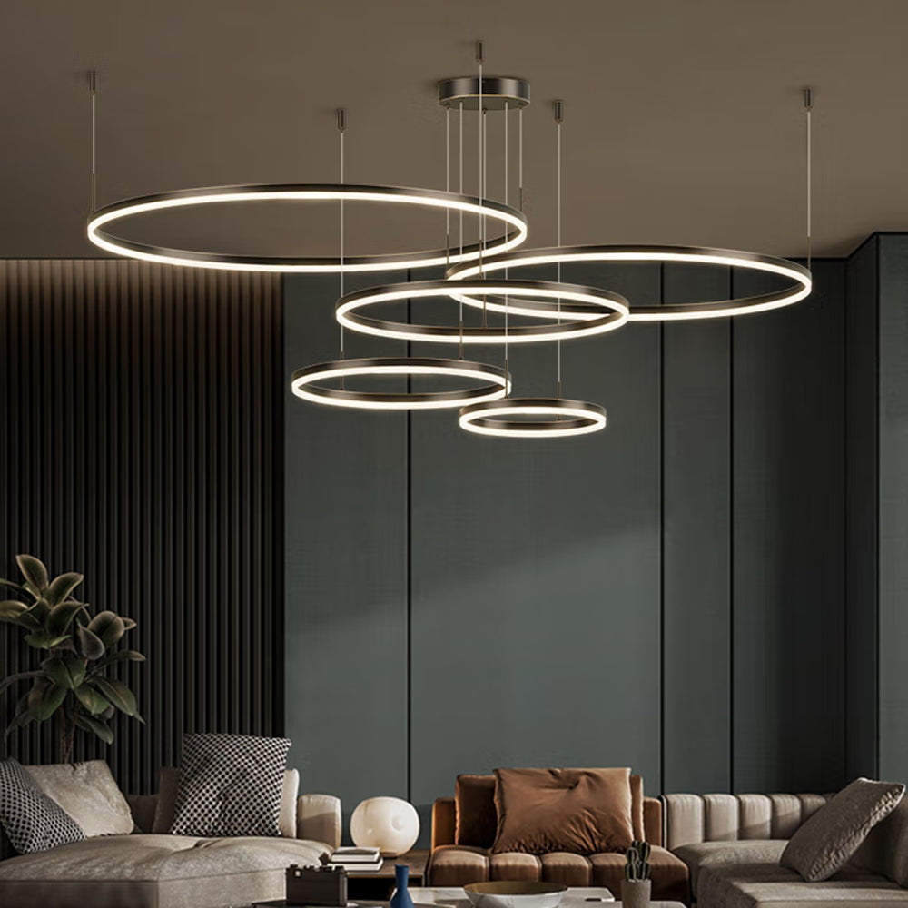 Elegant modern ring light, ideal for a cozy bedroom atmosphere.