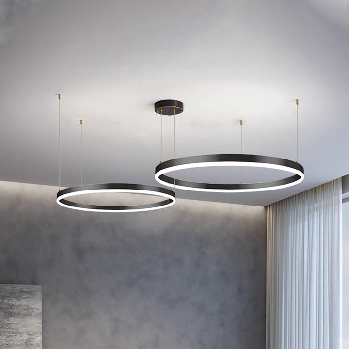 Bright contemporary LED pendant for functional kitchen lighting.