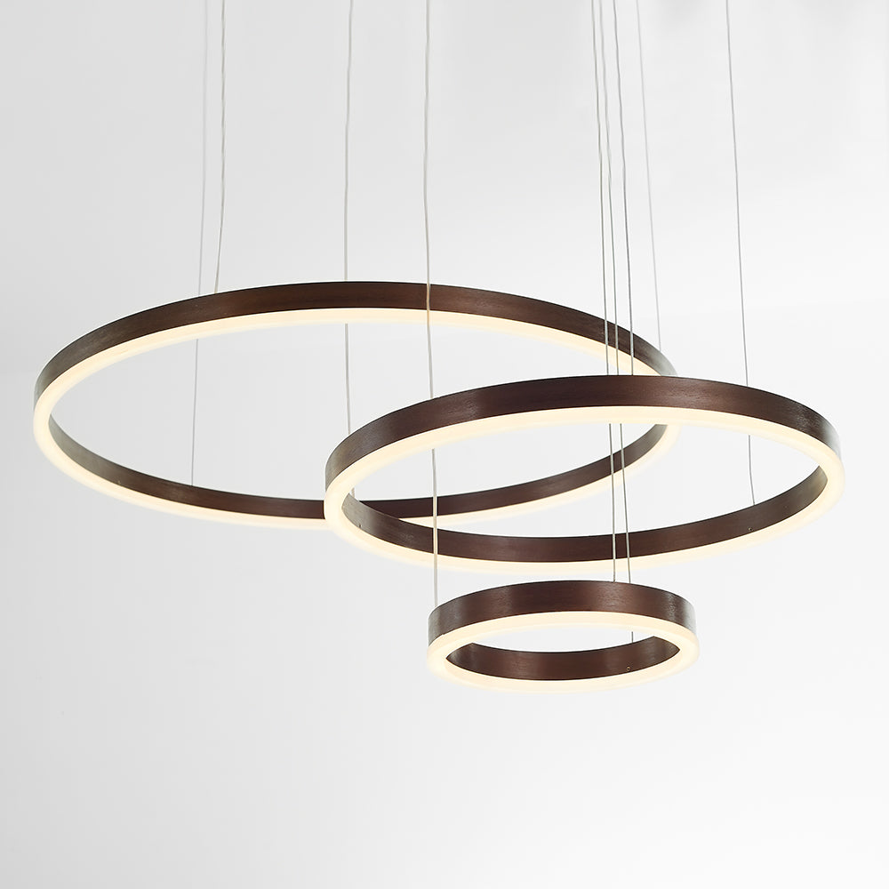 Elegant modern LED ring pendant, creating a warm glow.