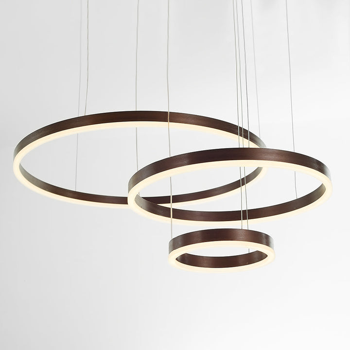 Elegant modern LED ring pendant, creating a warm glow.