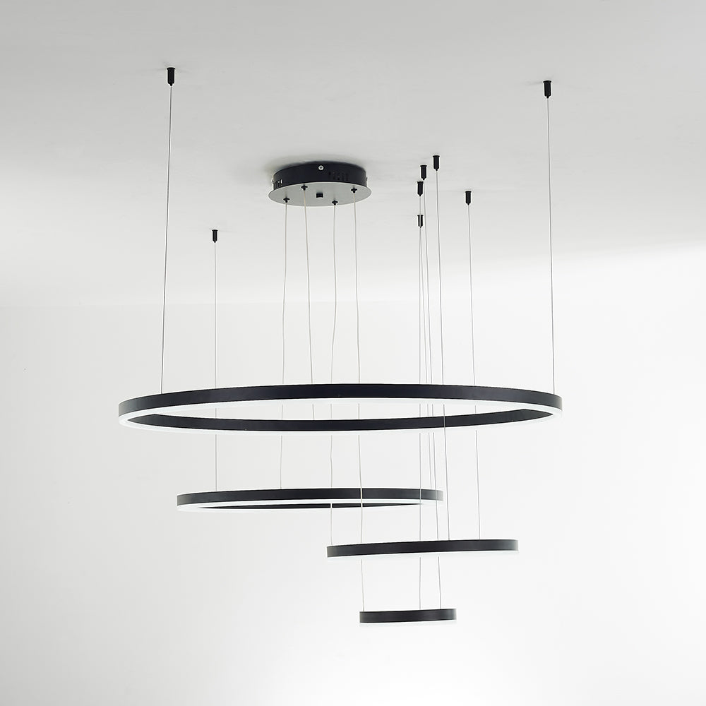 Chic LED ring pendant, blending seamlessly with modern interiors.