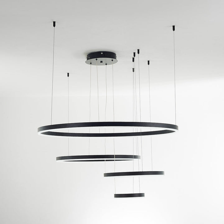Chic LED ring pendant, blending seamlessly with modern interiors.