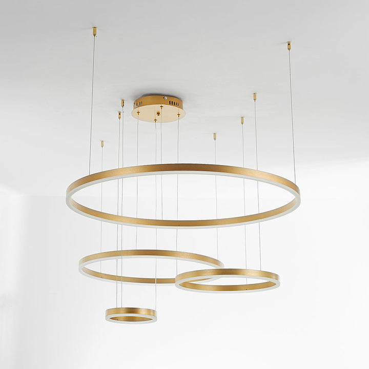 Artistic LED ring pendant for a unique modern home statement.