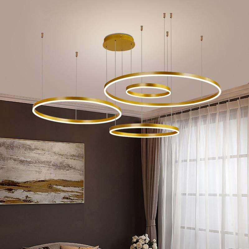 Chic LED ring pendant, a statement piece for any contemporary home.