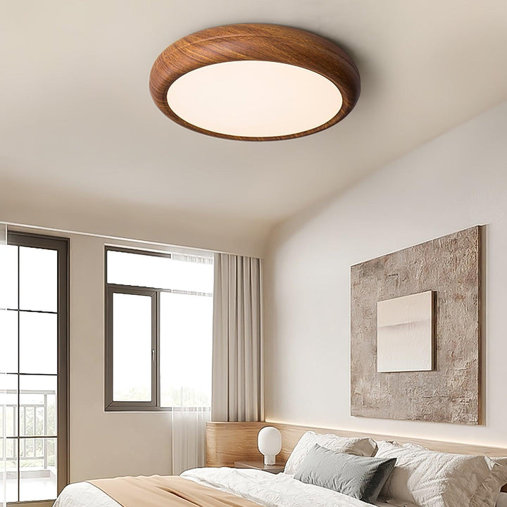 Round LED flush mount ceiling light for contemporary kitchens, dimmable.