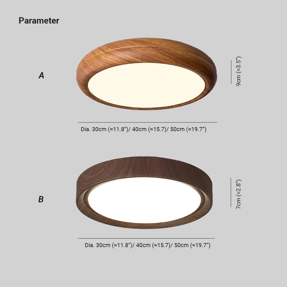 Dimmable warm/cold LED round flush mount for modern home interior lighting.