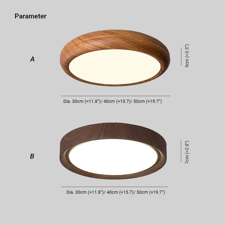 Dimmable warm/cold LED round flush mount for modern home interior lighting.