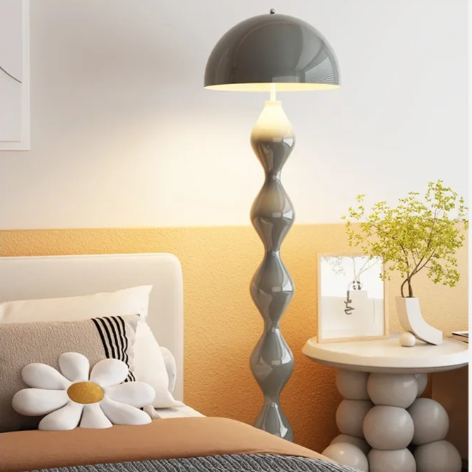 Minimalist living room floor lamp. Scandinavian style with ambient LED lighting, modern and chic.
