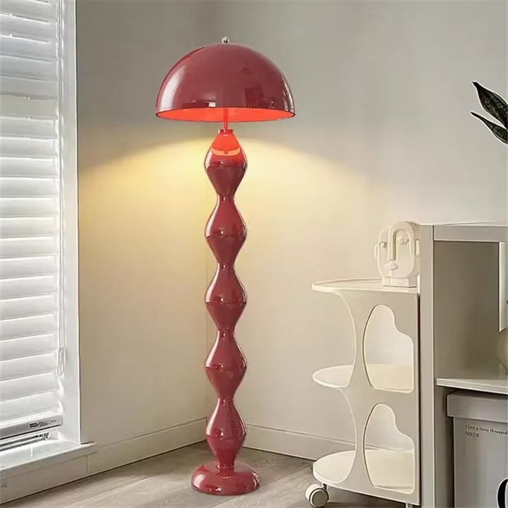 Nordic design floor lamp. Modern minimalist LED lamp provides warm ambient light for home decor.