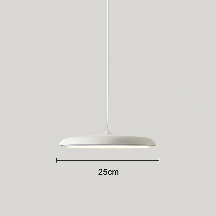 Sleek LED ceiling lamp, Scandinavian style, provides bright, modern home decor.