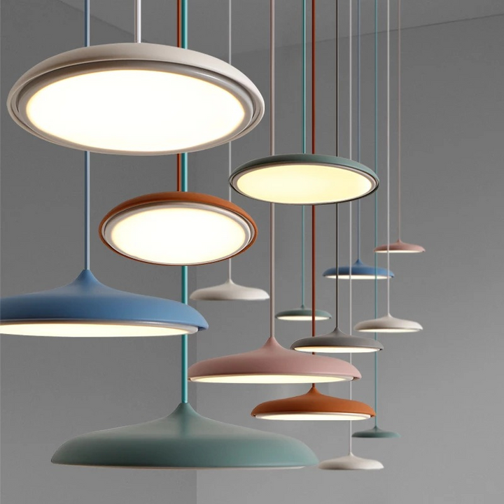 Stylish LED pendant light, minimalist design, ideal for modern home decor.
