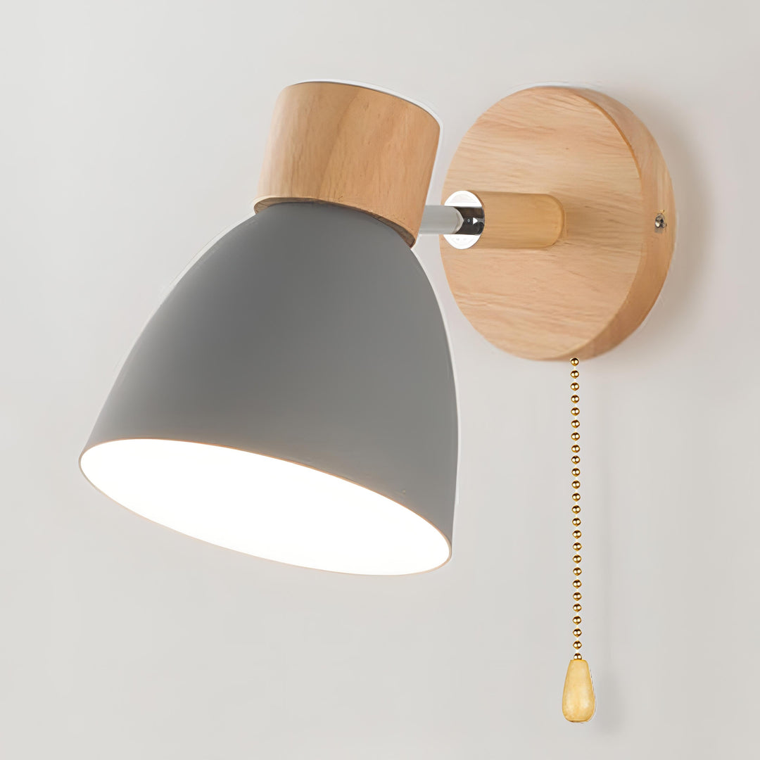 Sleek Scandinavian wall lamp with a pull switch, ideal as a modern bedroom or reading light for ambient glow.