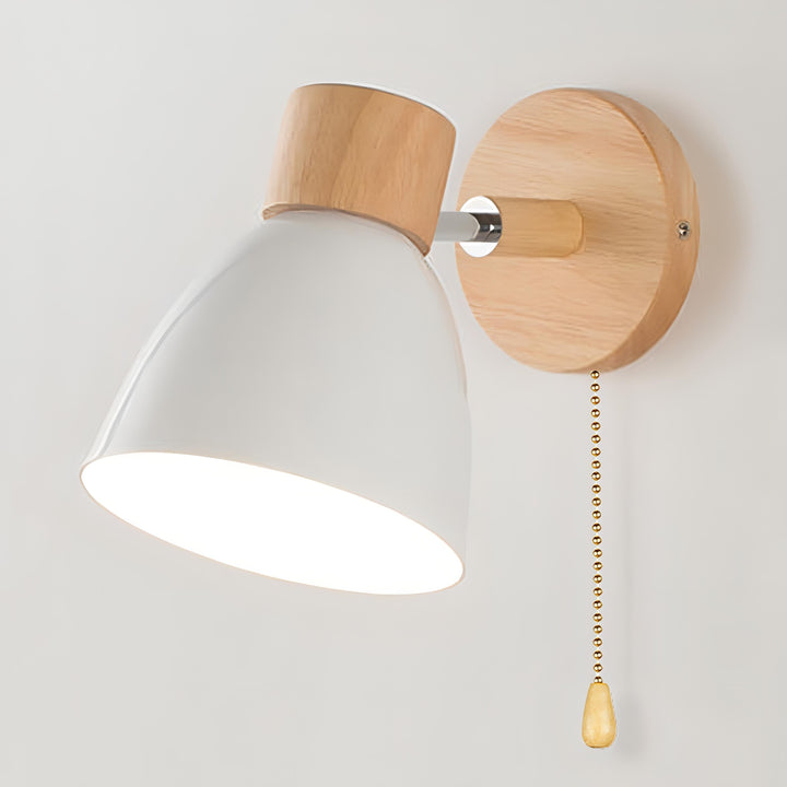 Minimalist Nordic wall light featuring a clean design and integrated pull switch, enhancing modern home decor.